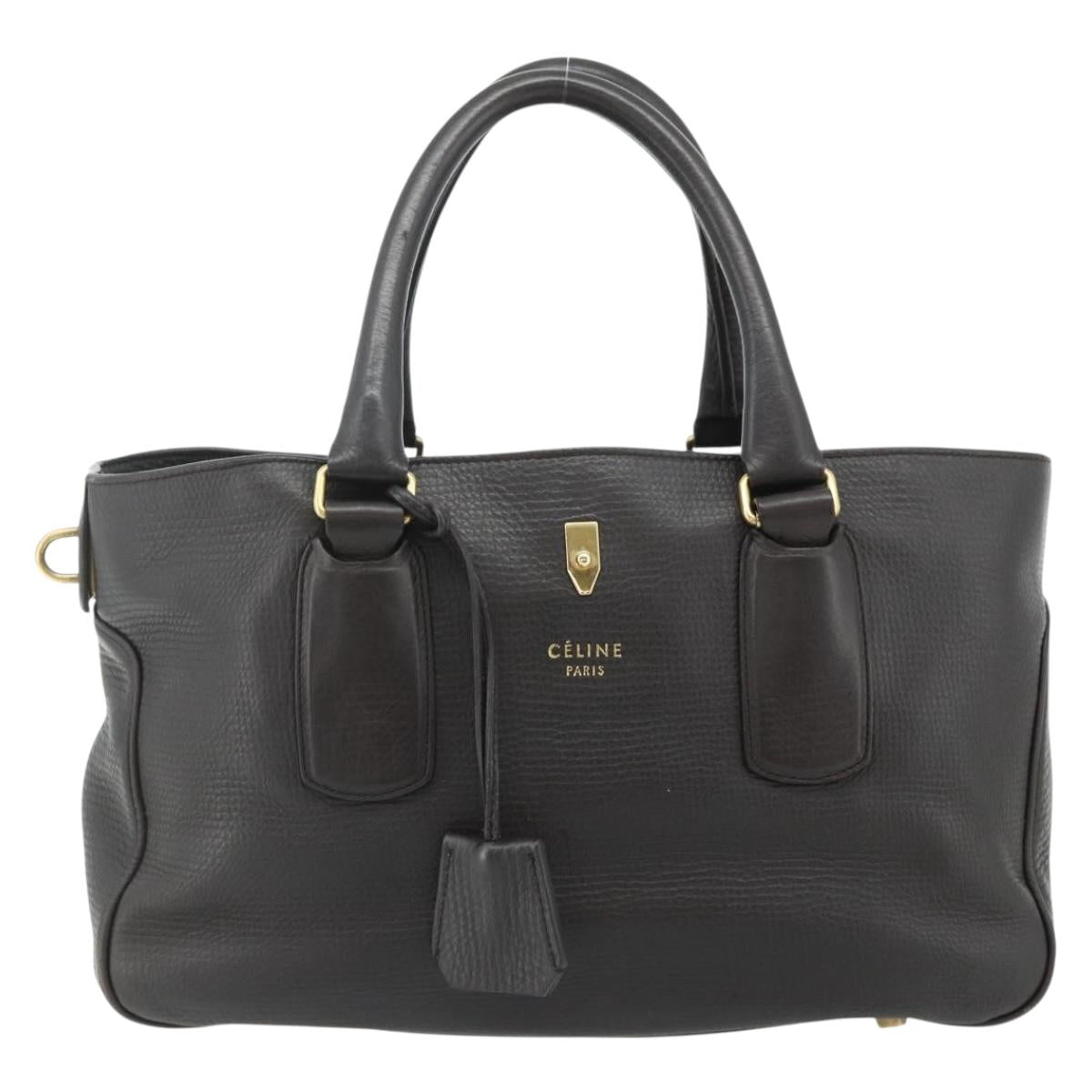 CELINE New Boogie Bag Hand Bag Leather Brown Gold Auth 179282A