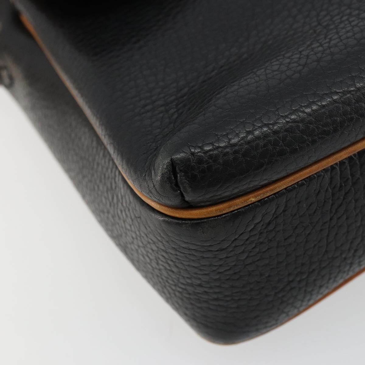 CELINE Shoulder Bag Leather Black Gold Auth 179287