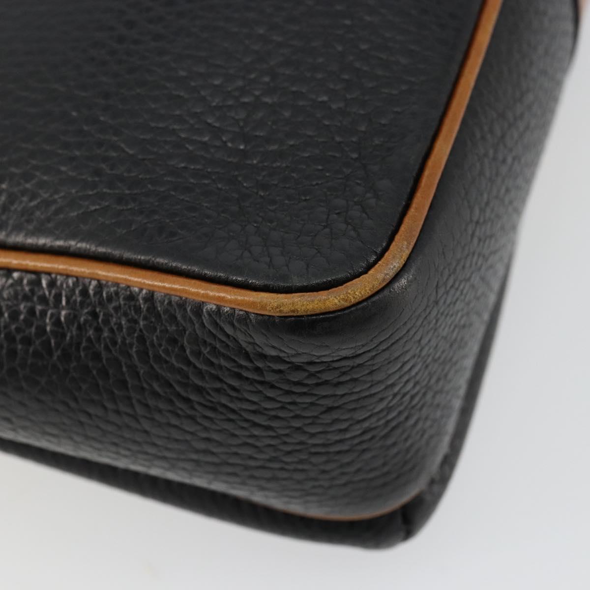 CELINE Shoulder Bag Leather Black Gold Auth 179287