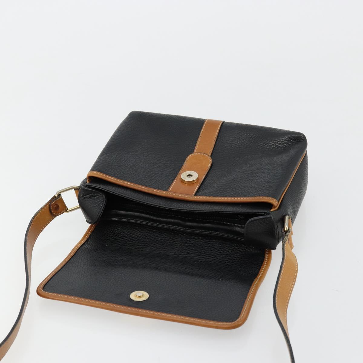 CELINE Shoulder Bag Leather Black Gold Auth 179287