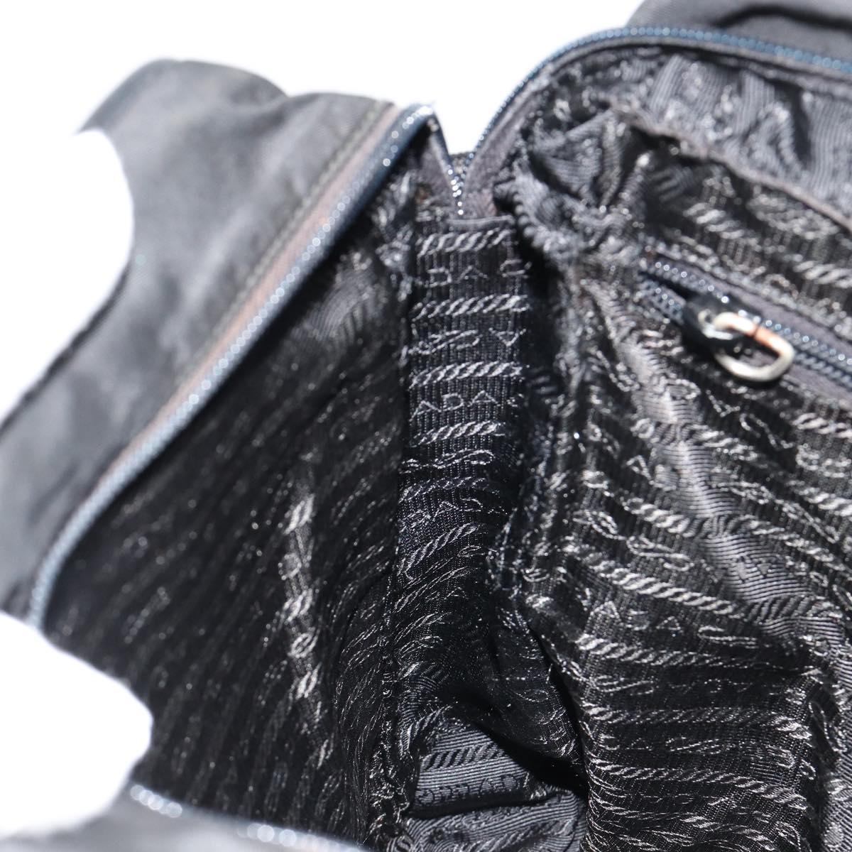 PRADA Shoulder Bag Nylon Black Silver Auth 179291