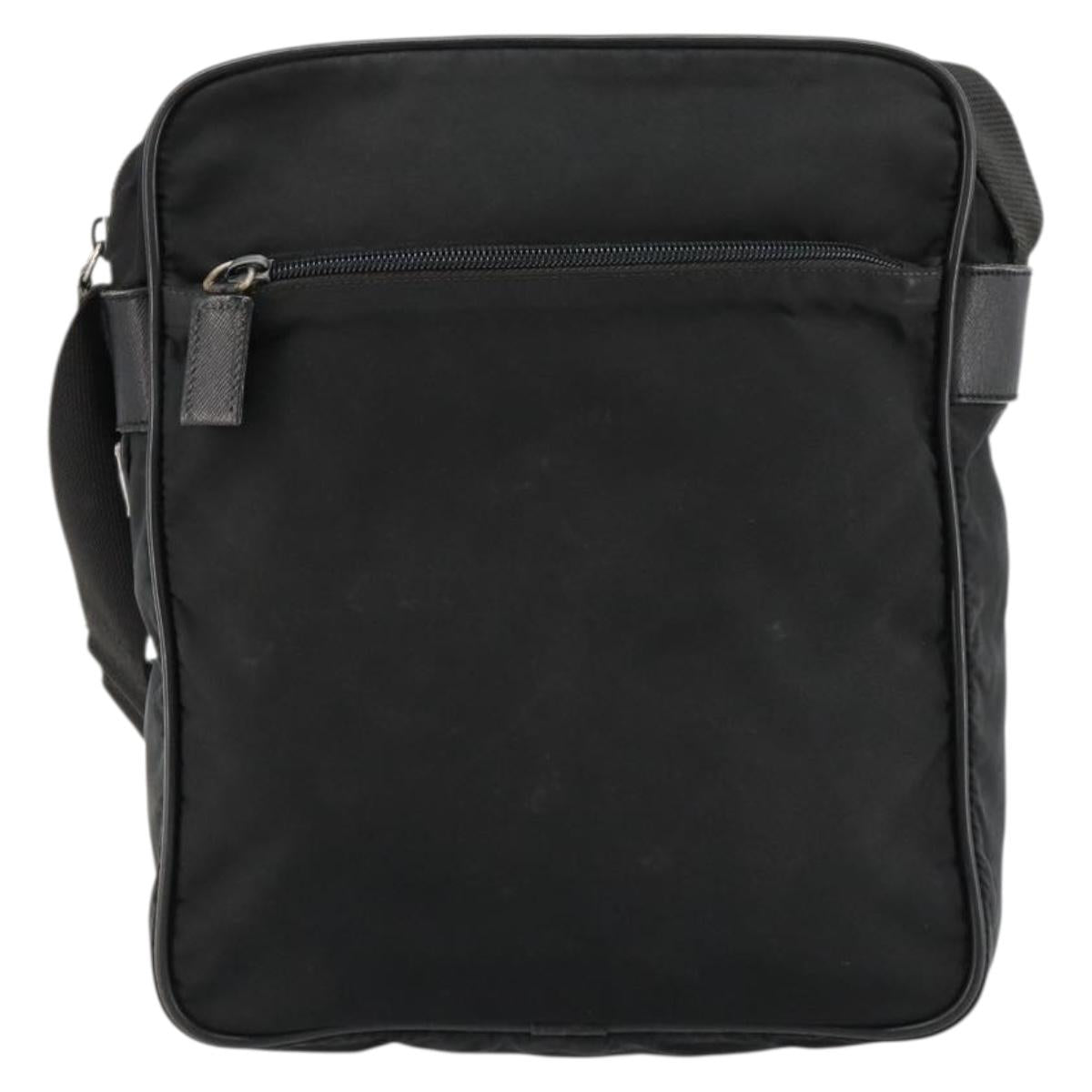 PRADA Shoulder Bag Nylon Black Silver Auth 179291