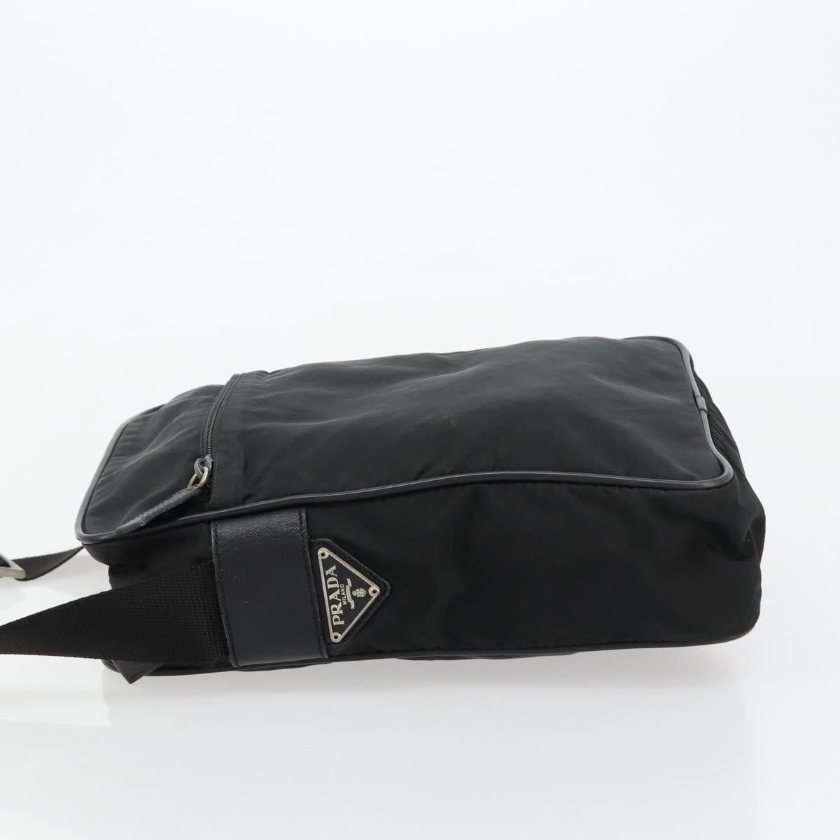 PRADA Shoulder Bag Nylon Black Silver Auth 179291
