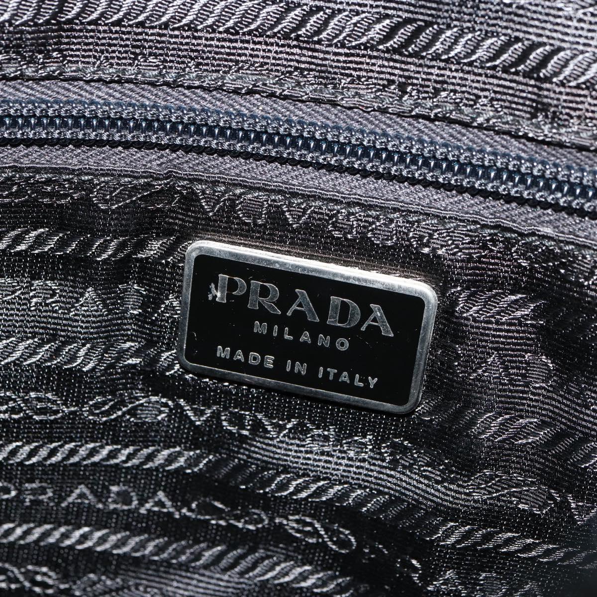 PRADA Chain Shoulder Bag Nylon Black Silver Auth 179294