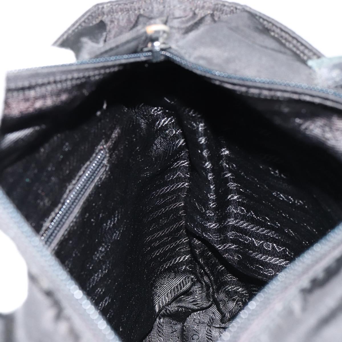 PRADA Chain Shoulder Bag Nylon Black Silver Auth 179294