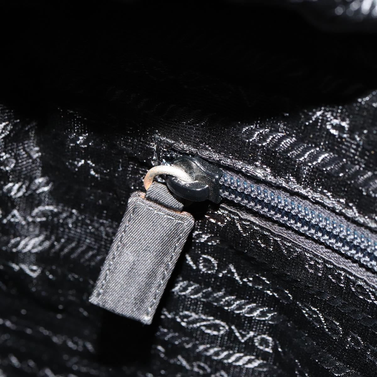 PRADA Chain Shoulder Bag Nylon Black Silver Auth 179294