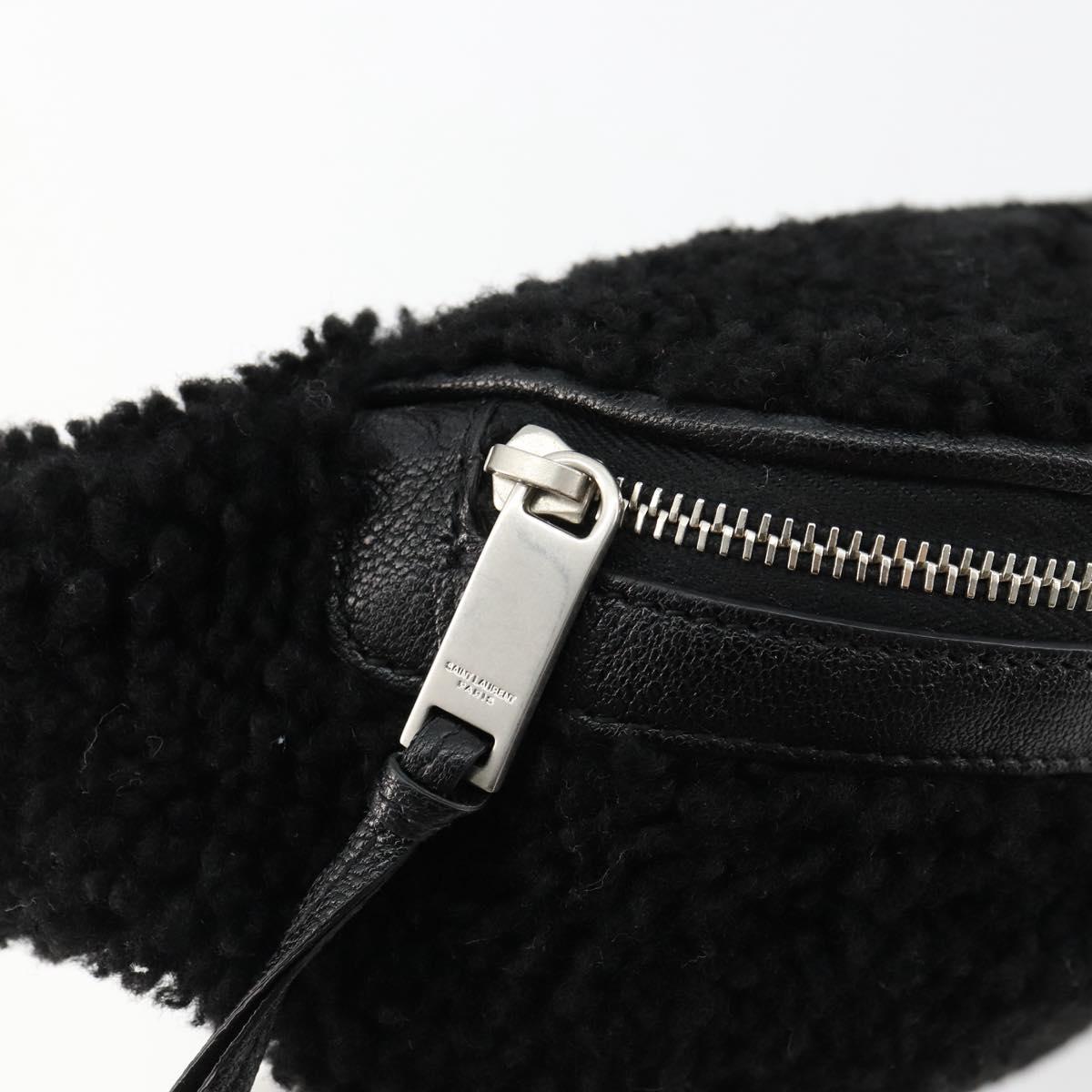 SAINT LAURENT Bore Waist bag Cotton Black Silver Auth 179295A