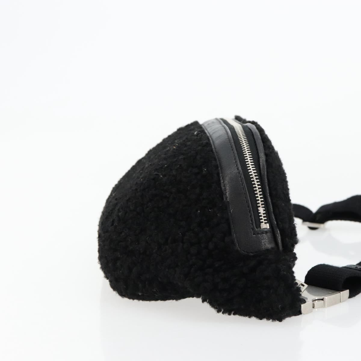 SAINT LAURENT Bore Waist bag Cotton Black Silver Auth 179295A