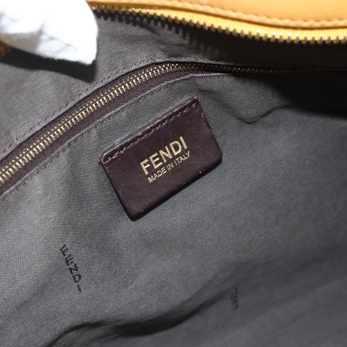 FENDI Pecan Canvas Tote Bag Brown Black Auth 179296