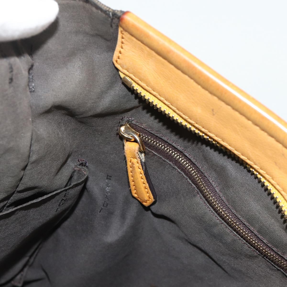 FENDI Pecan Canvas Tote Bag Brown Black Auth 179296