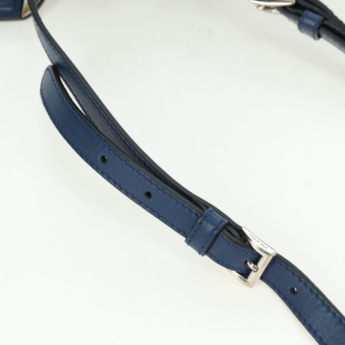 PRADA Shoulder Bag Leather 2way Navy Silver Auth 179301M