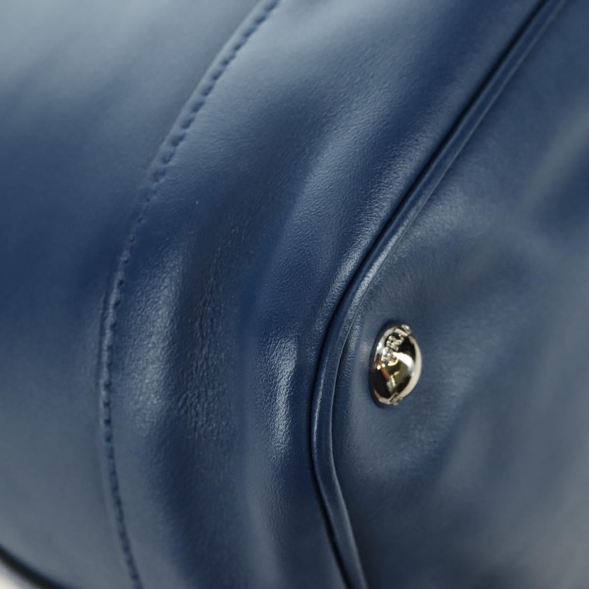 PRADA Shoulder Bag Leather 2way Navy Silver Auth 179301M