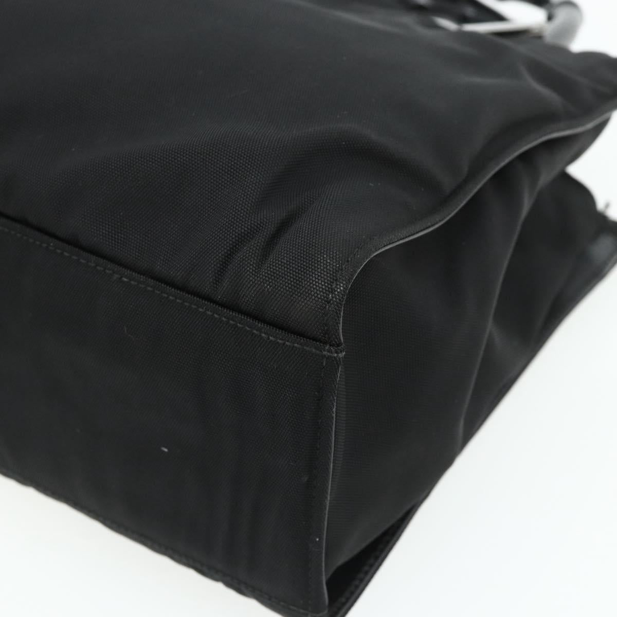 GUCCI Bamboo Hand Bag Nylon Black Silver 002 1016 Auth 179302