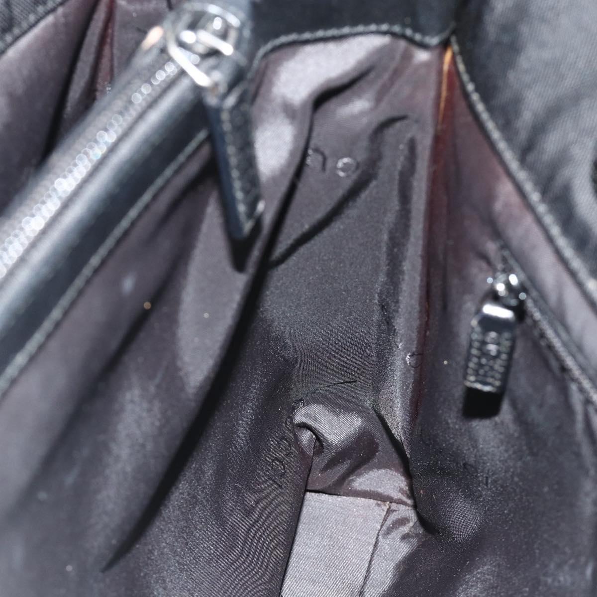 GUCCI Bamboo Hand Bag Nylon Black Silver 002 1016 Auth 179302
