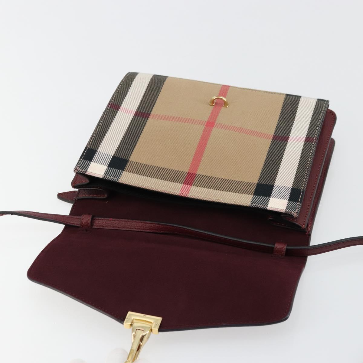 BURBERRY Nova Check Shoulder Bag Canvas Beige Gold Auth 179304