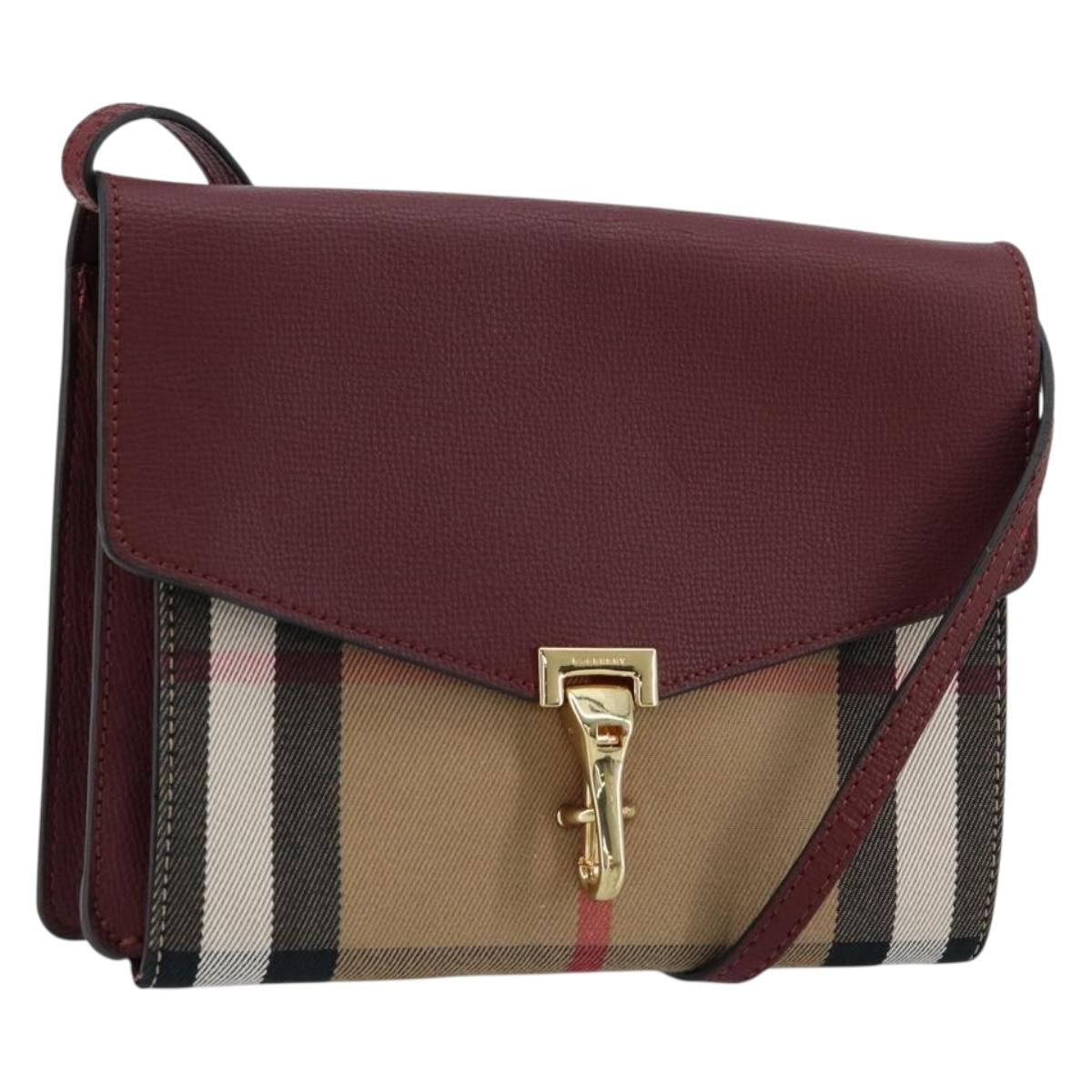BURBERRY Nova Check Shoulder Bag Canvas Beige Gold Auth 179304