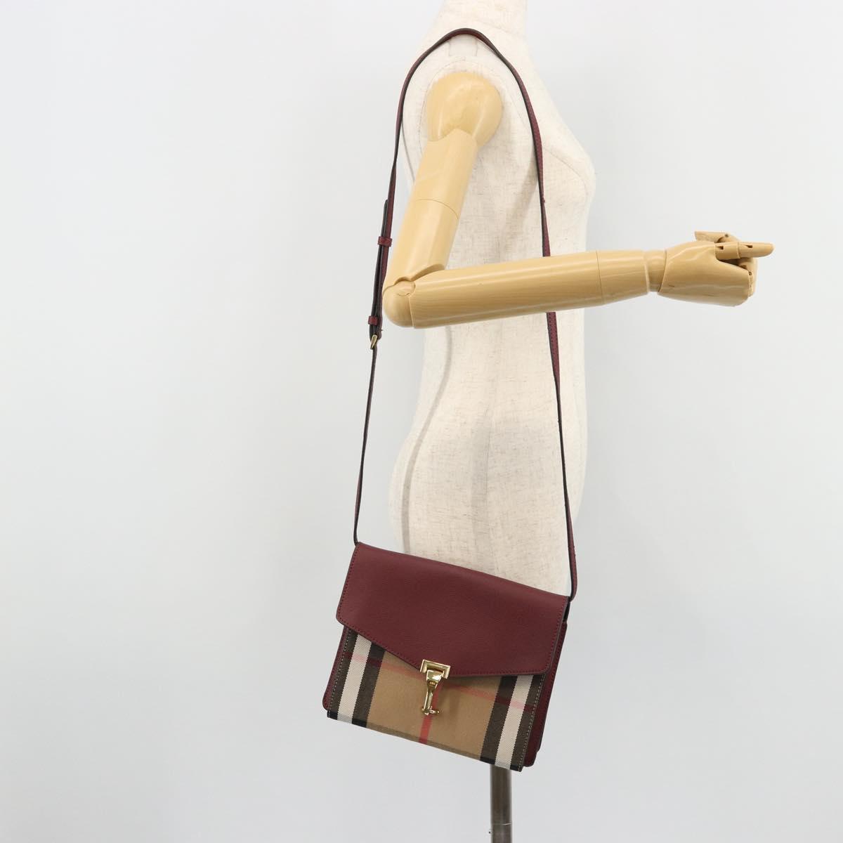 BURBERRY Nova Check Shoulder Bag Canvas Beige Gold Auth 179304