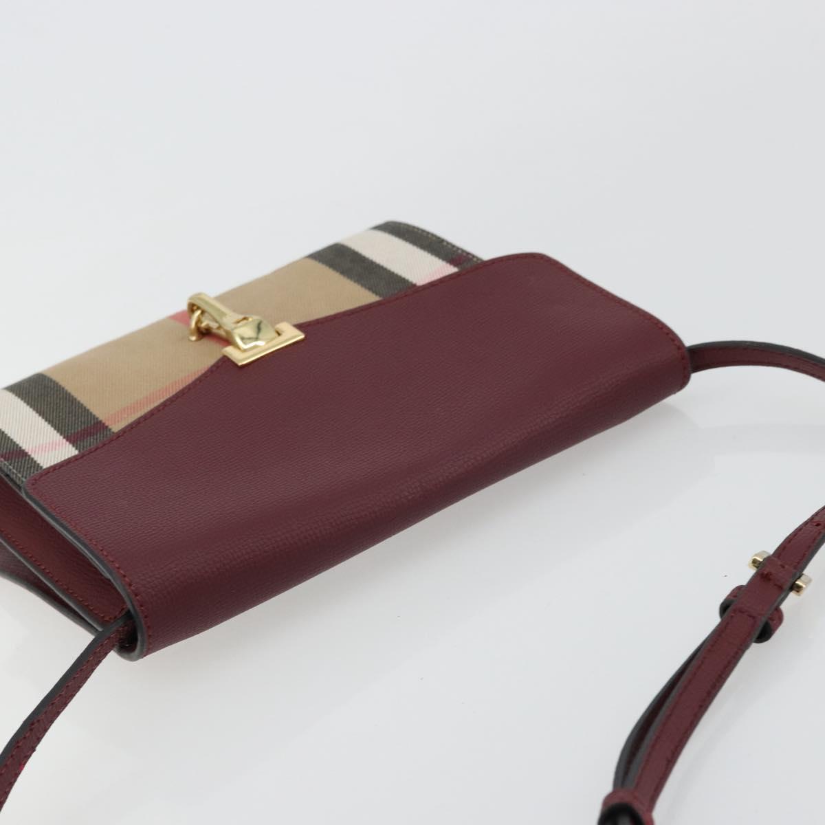 BURBERRY Nova Check Shoulder Bag Canvas Beige Gold Auth 179304