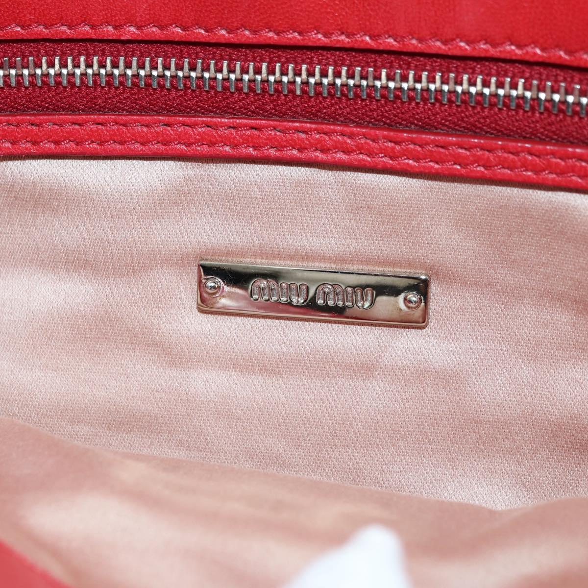Miu Miu Matelasse Chain Shoulder Bag Leather Red Silver Auth 179306M
