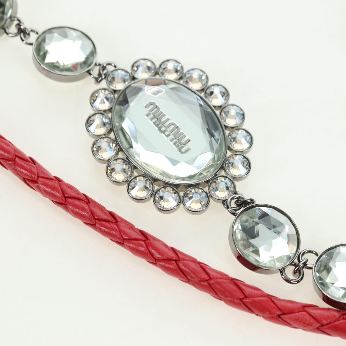 Miu Miu Matelasse Chain Shoulder Bag Leather Red Silver Auth 179306M