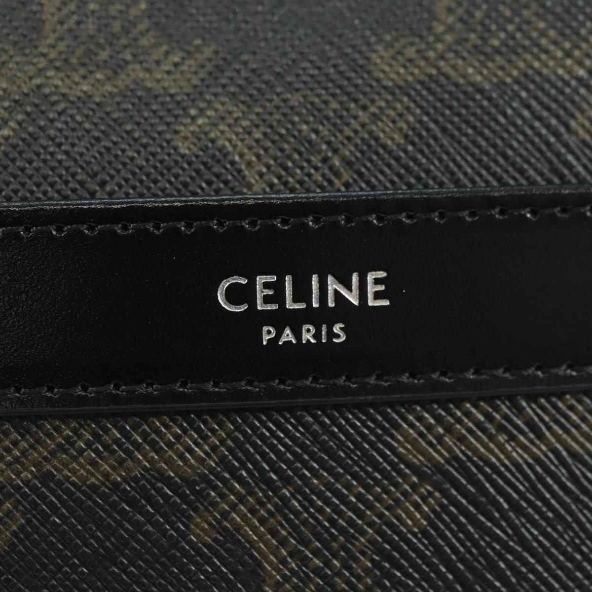 CELINE Triomphe Shoulder Bag PVC Leather Black Silver Auth 179311M