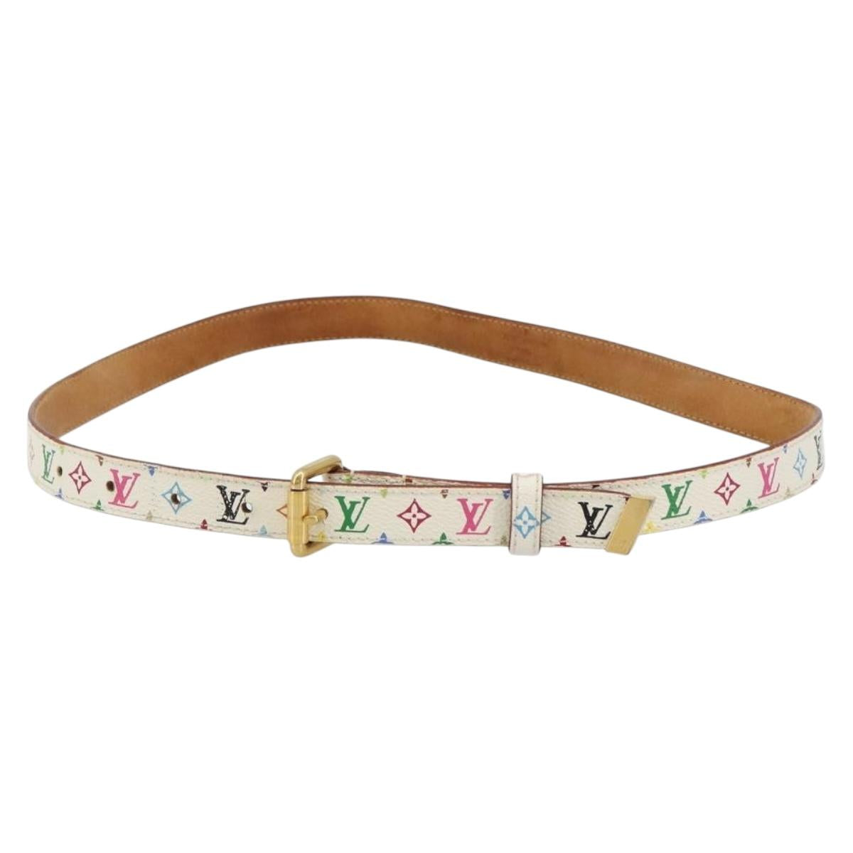 LOUIS VUITTON Monogram Multicolor Ceinture Care Belt White M9272W LV Auth 179316