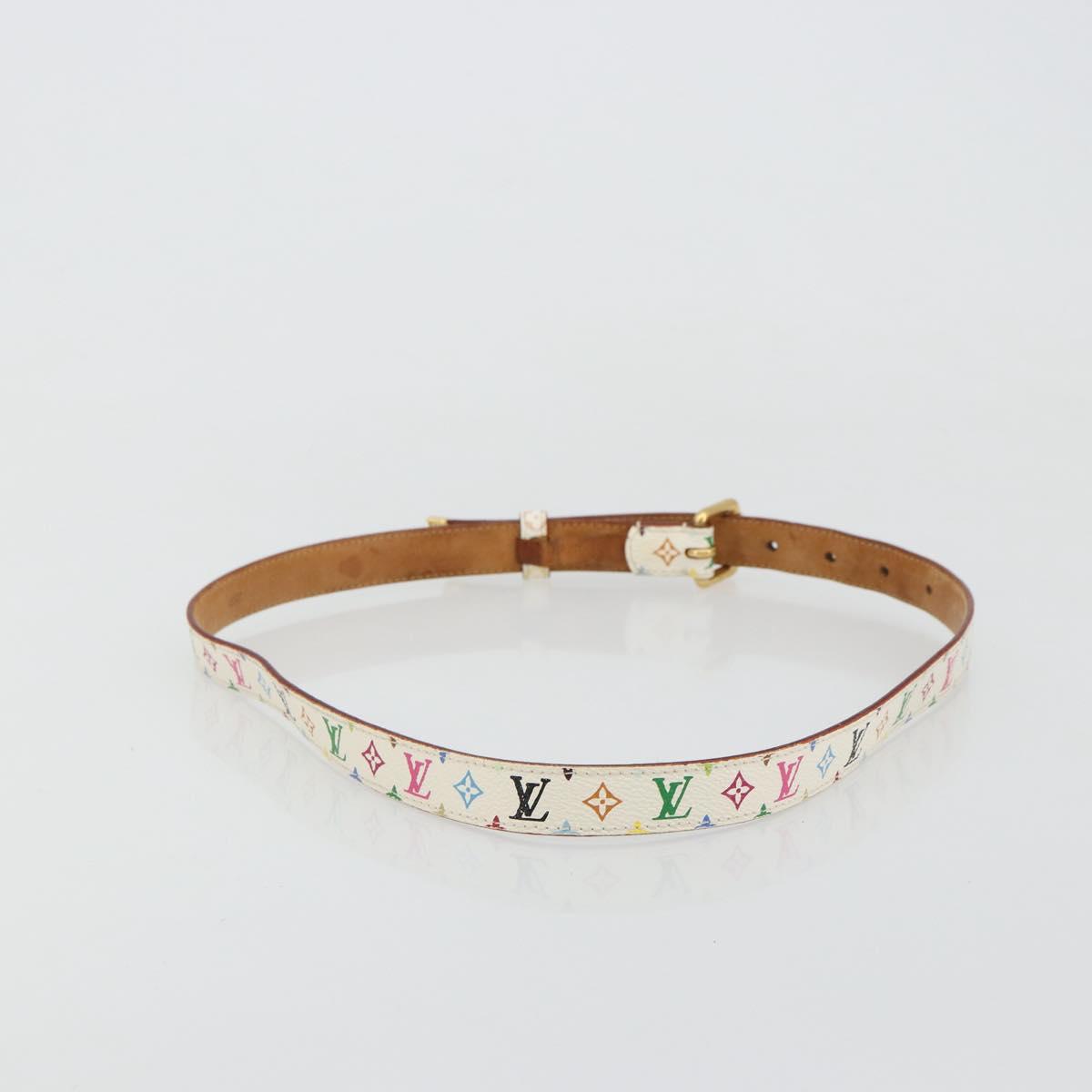 LOUIS VUITTON Monogram Multicolor Ceinture Care Belt White M9272W LV Auth 179316