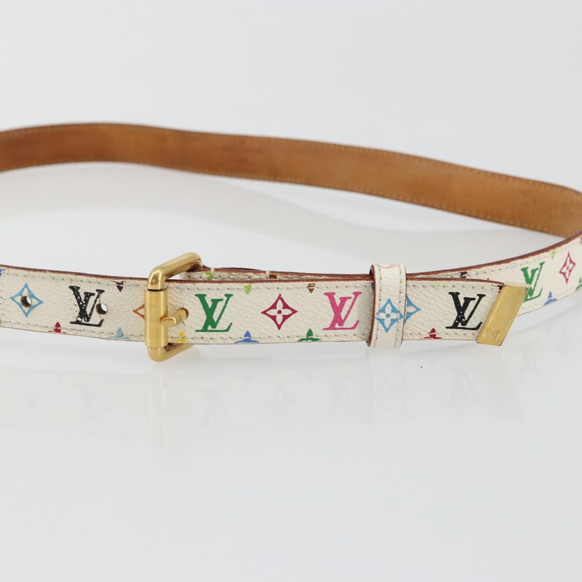 LOUIS VUITTON Monogram Multicolor Ceinture Care Belt White M9272W LV Auth 179316
