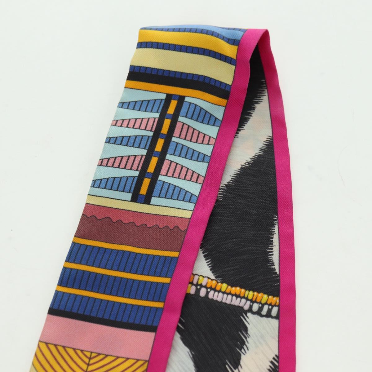 HERMES Twilly Scarf Silk ""PELAGES ET CAMOUFLAGE"" Multicolor Auth 179320M