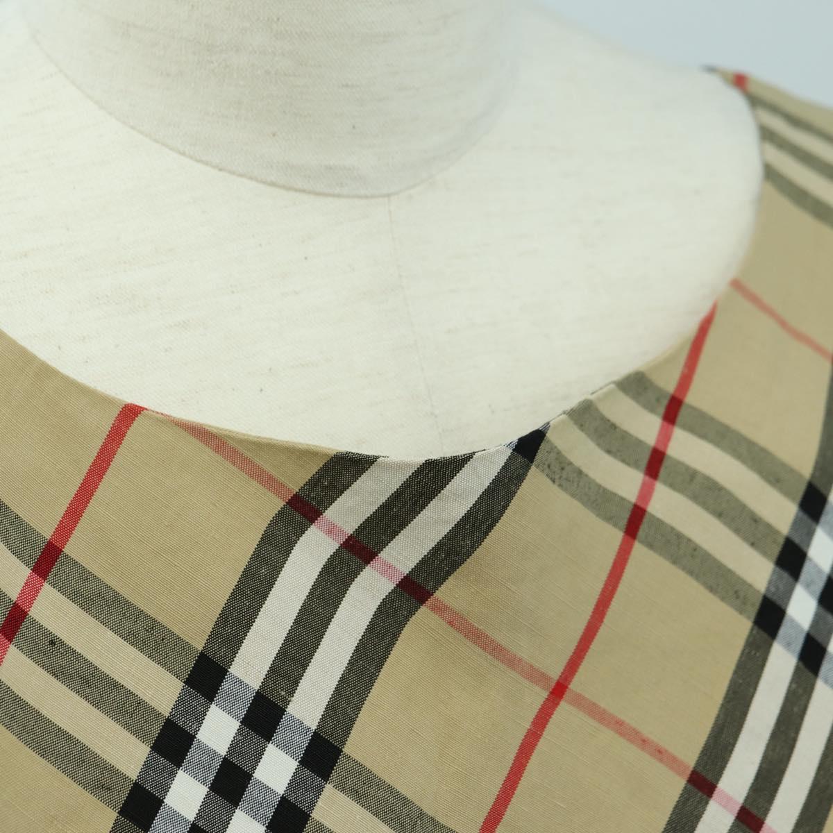 BURBERRY One Piece Nova Check Linen Rayon Beige Auth 179324A