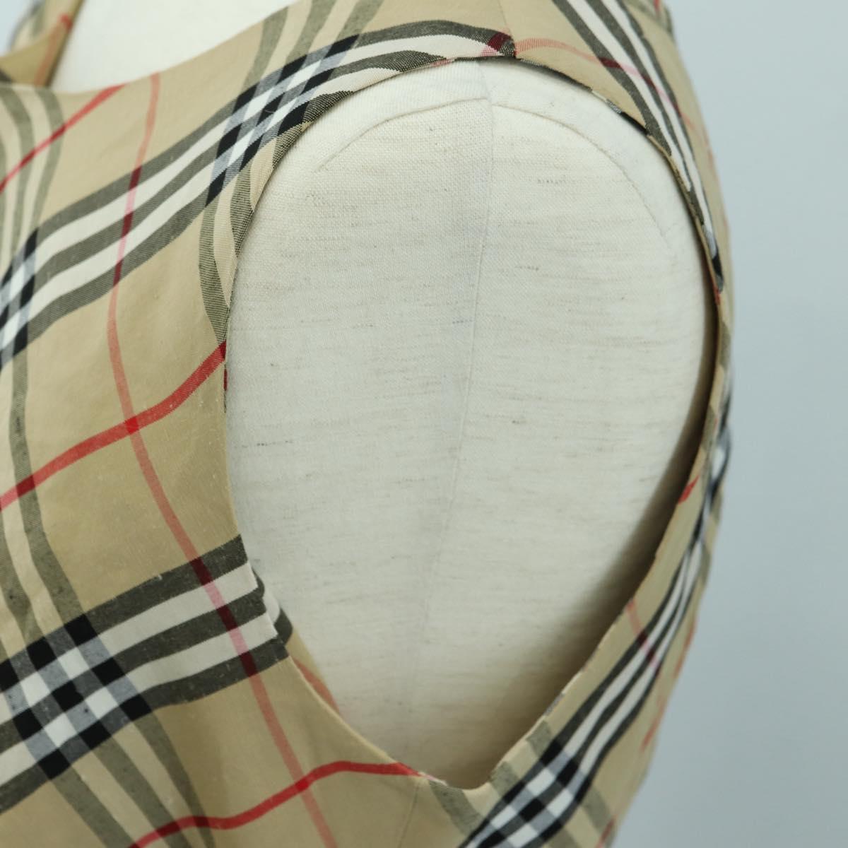 BURBERRY One Piece Nova Check Linen Rayon Beige Auth 179324A