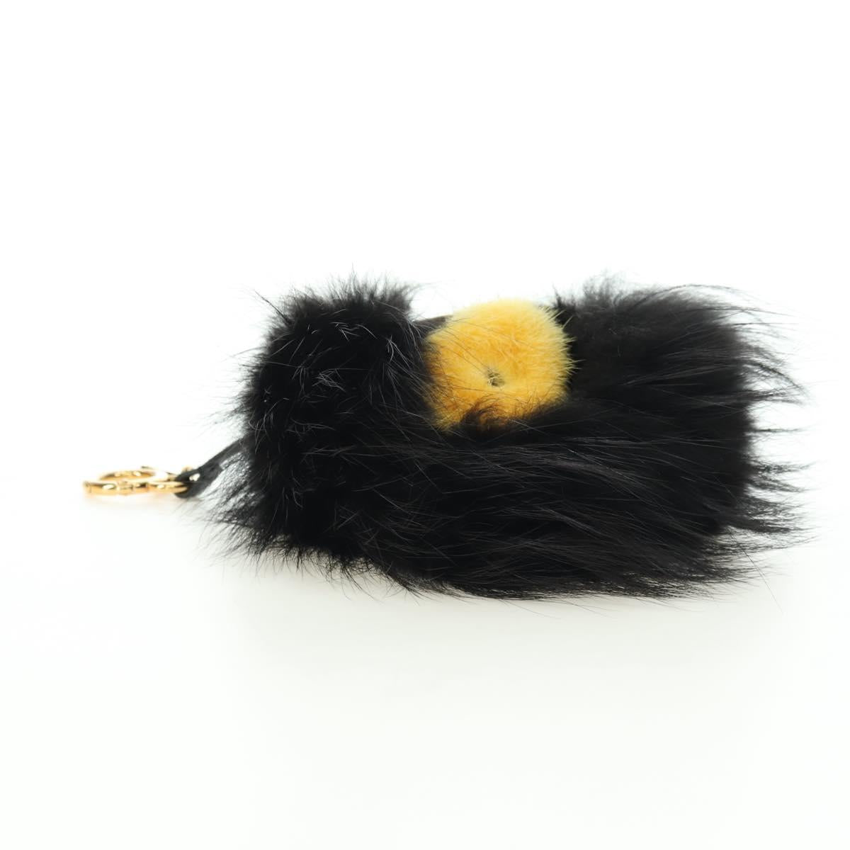 FENDI Bag bugs Key Holder Fur Black Auth 179326M