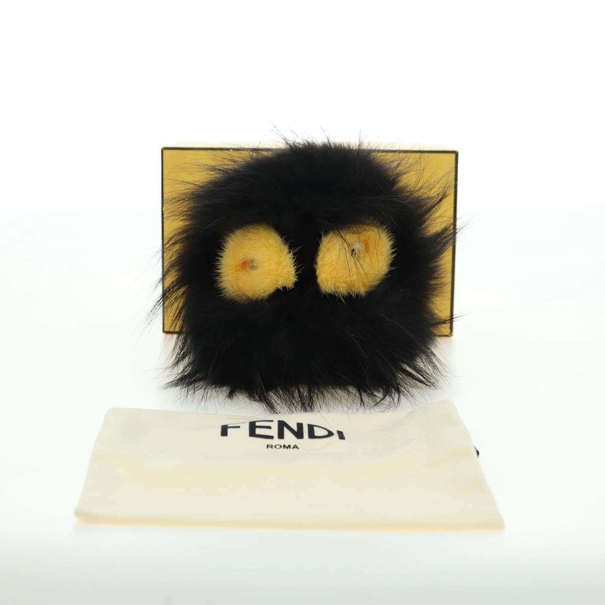 FENDI Bag bugs Key Holder Fur Black Auth 179326M