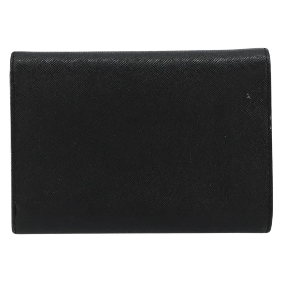 PRADA Wallet Safiano leather Black Silver Auth 179334A