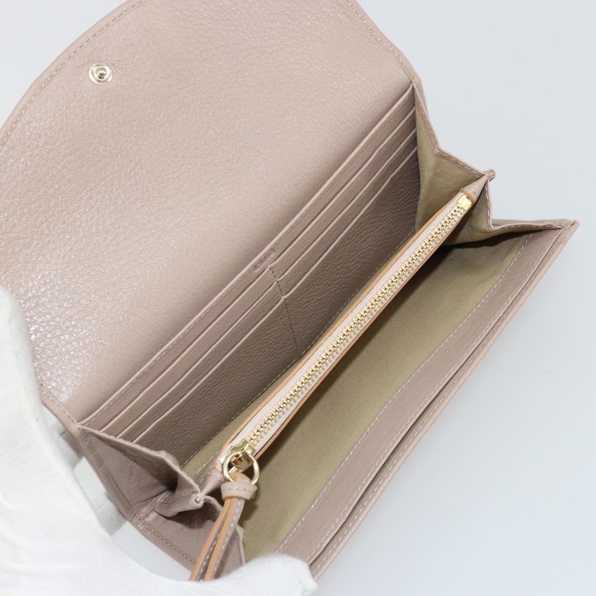 Chloe Lily Long Wallet Leather Pink Gold Auth 179343A