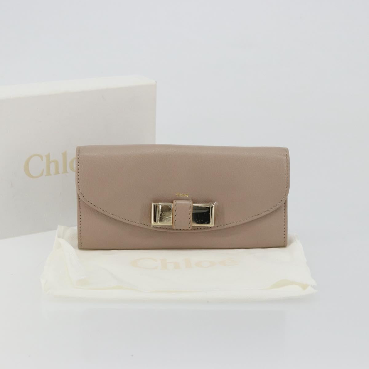 Chloe Lily Long Wallet Leather Pink Gold Auth 179343A