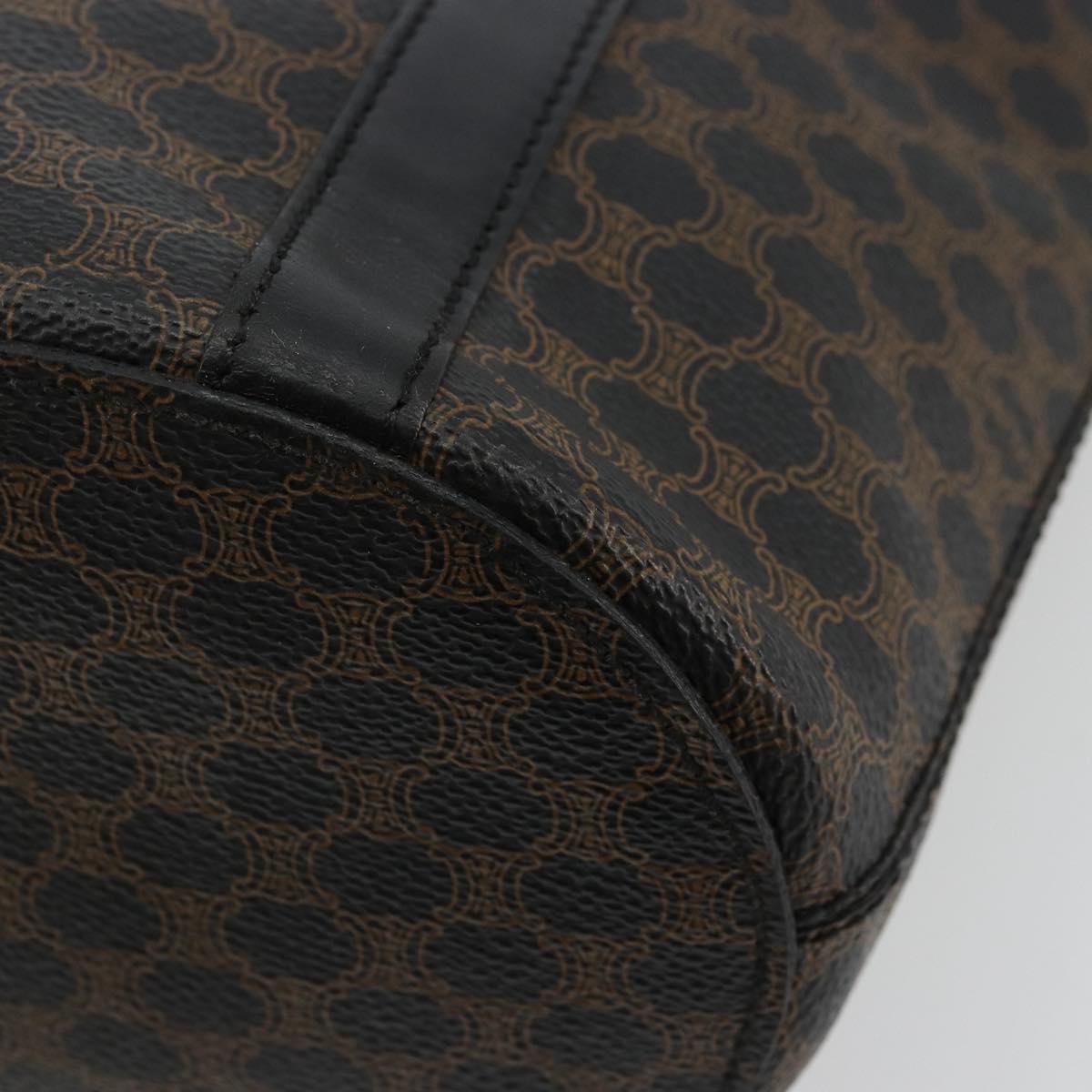 CELINE Macadam Canvas Tote Bag PVC Leather Black Gold Auth 179349