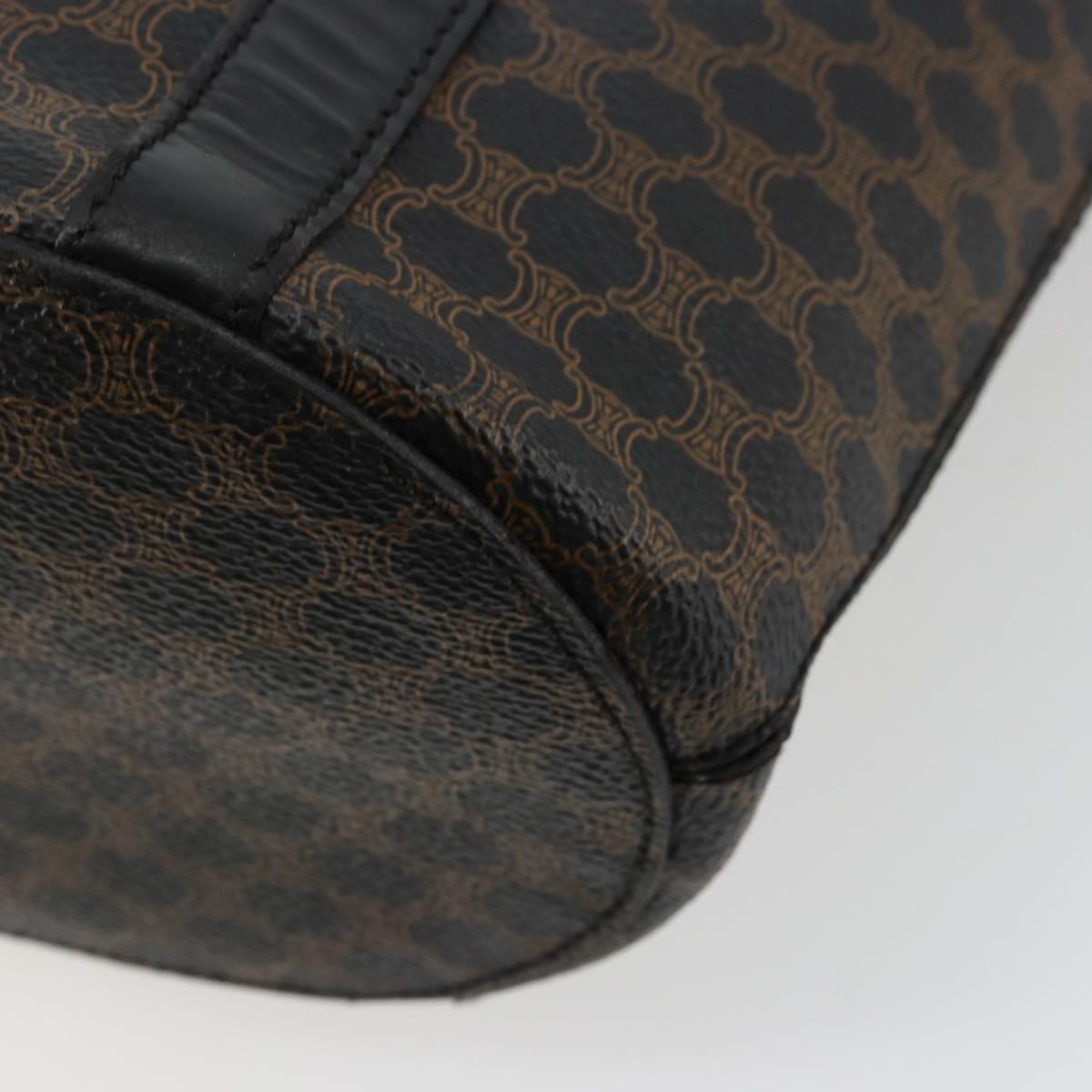 CELINE Macadam Canvas Tote Bag PVC Leather Black Gold Auth 179349