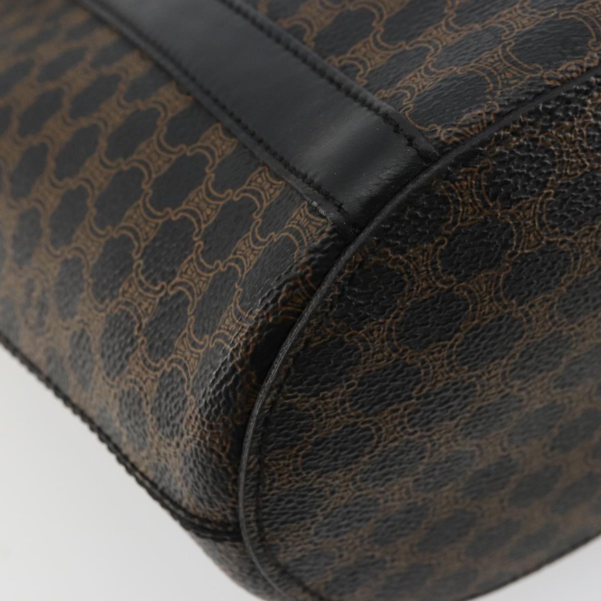 CELINE Macadam Canvas Tote Bag PVC Leather Black Gold Auth 179349