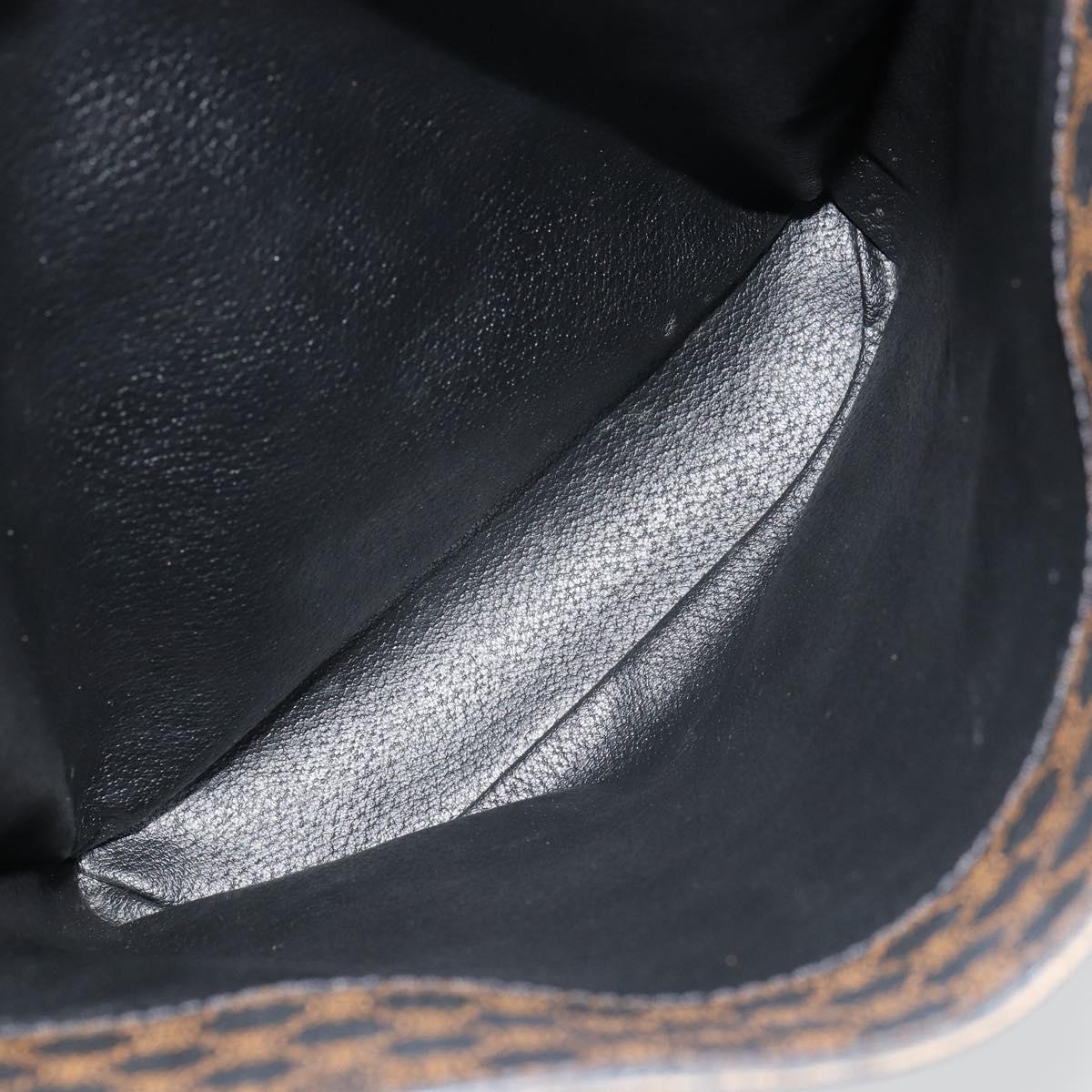 CELINE Macadam Canvas Tote Bag PVC Leather Black Gold Auth 179349