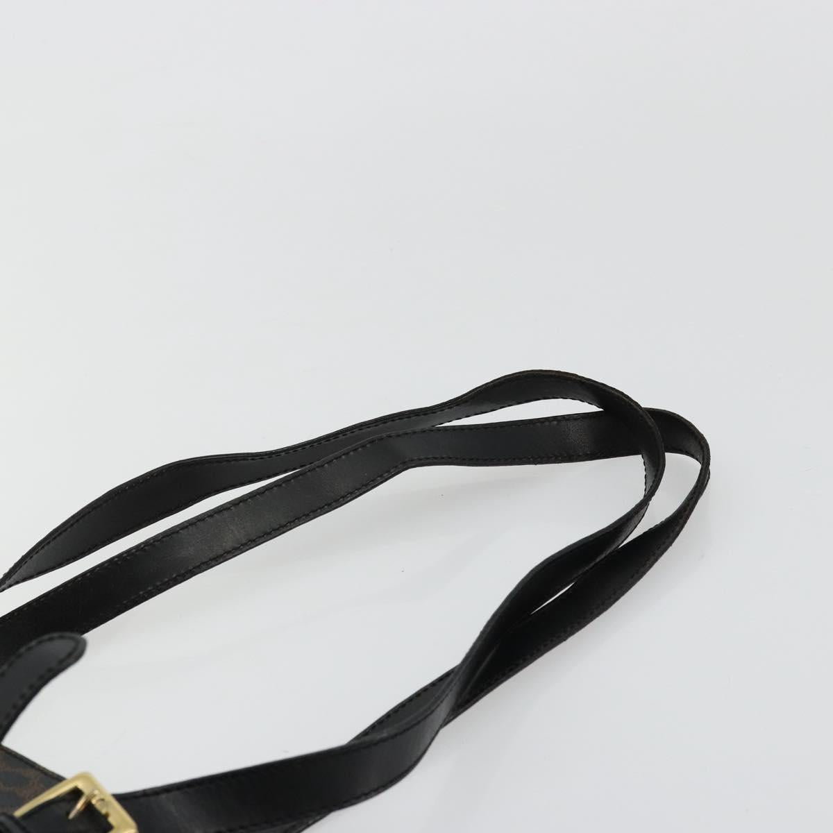 CELINE Macadam Canvas Tote Bag PVC Leather Black Gold Auth 179349