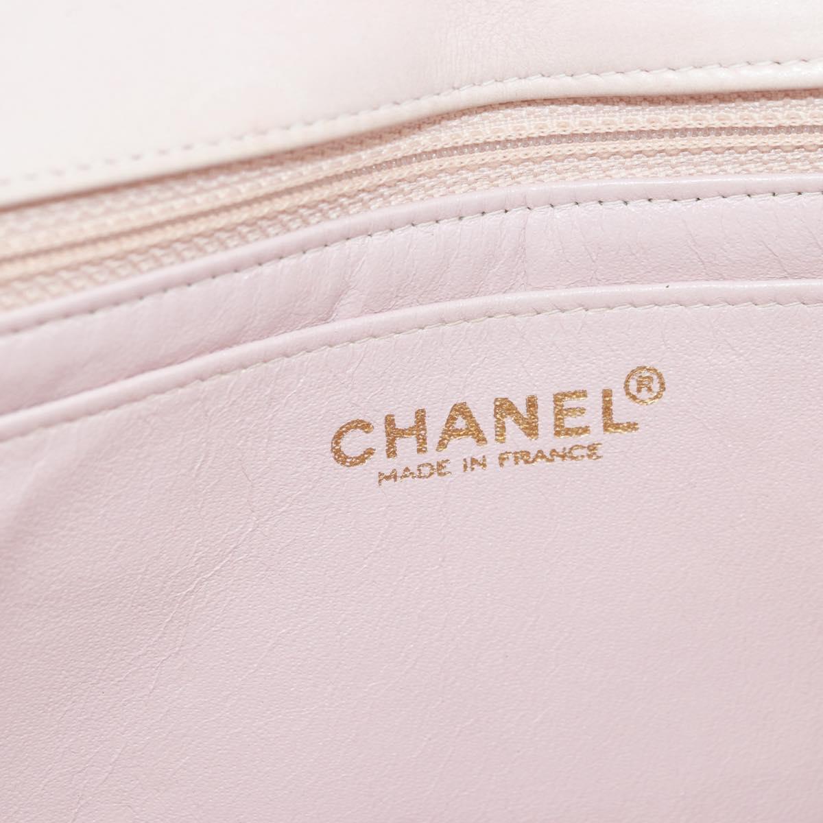 CHANEL Choco Bar Icon Chain Shoulder Bag Lamb Skin Gold Pink CC Auth 179351SV