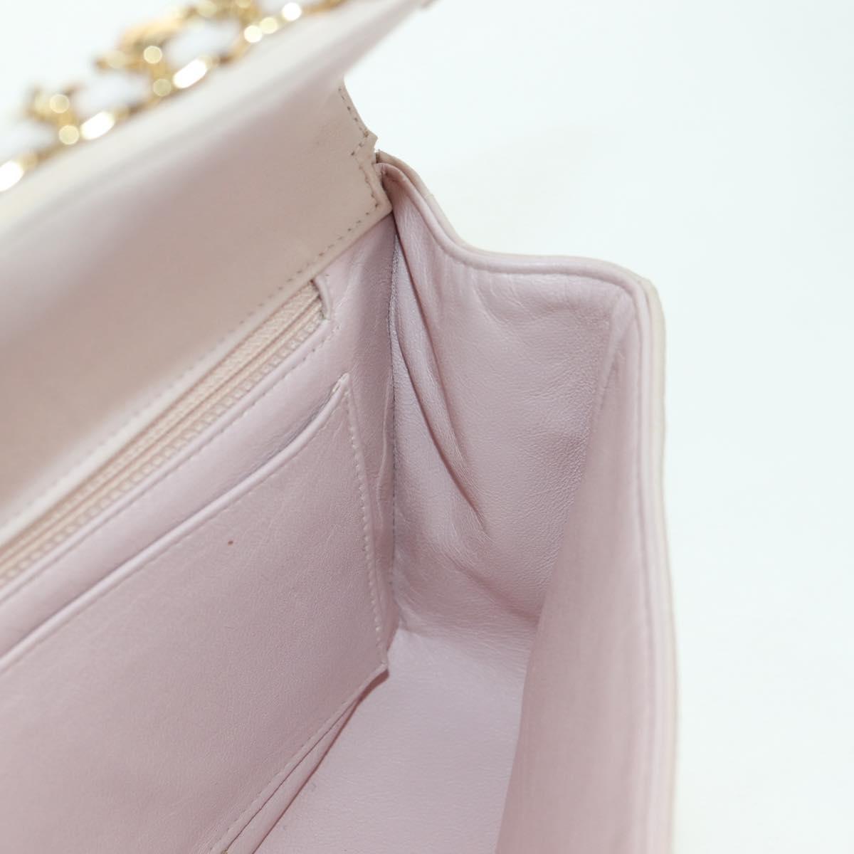 CHANEL Choco Bar Icon Chain Shoulder Bag Lamb Skin Gold Pink CC Auth 179351SV
