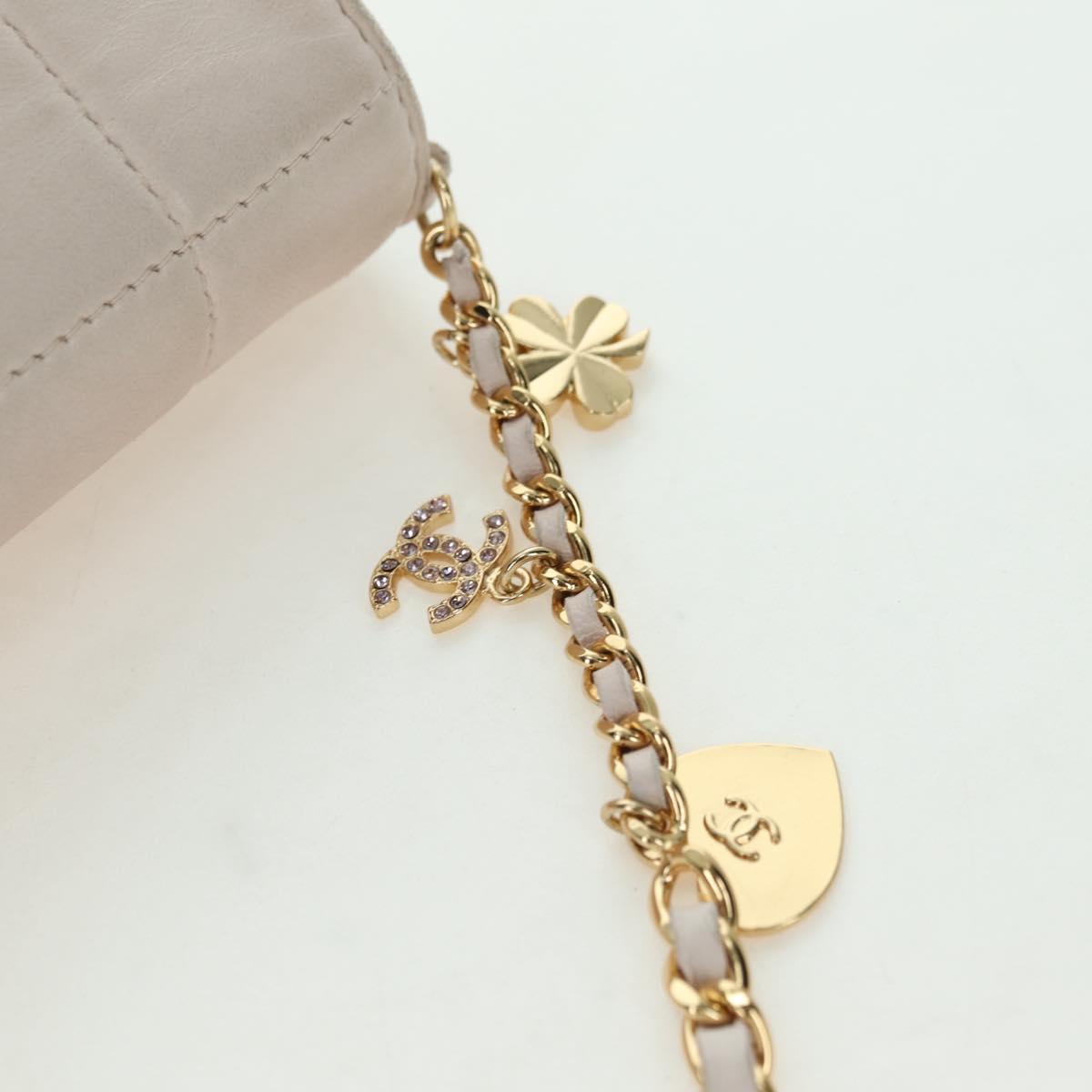 CHANEL Choco Bar Icon Chain Shoulder Bag Lamb Skin Gold Pink CC Auth 179351SV