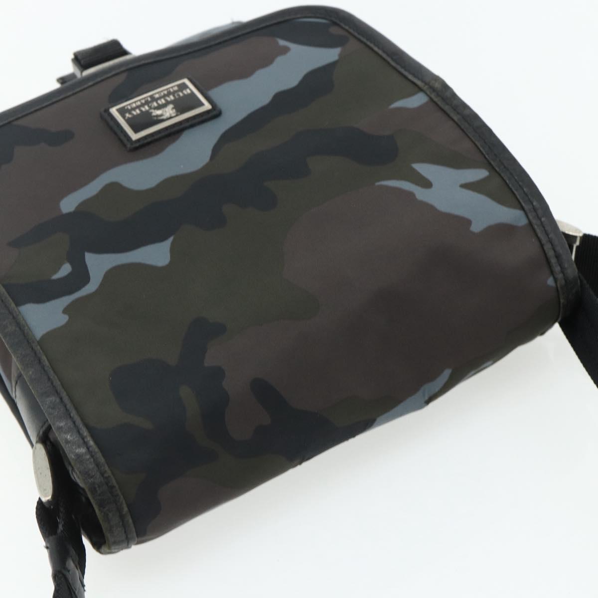 BURBERRY Black label Shoulder Bag Nylon Blue Silver Auth 179352A