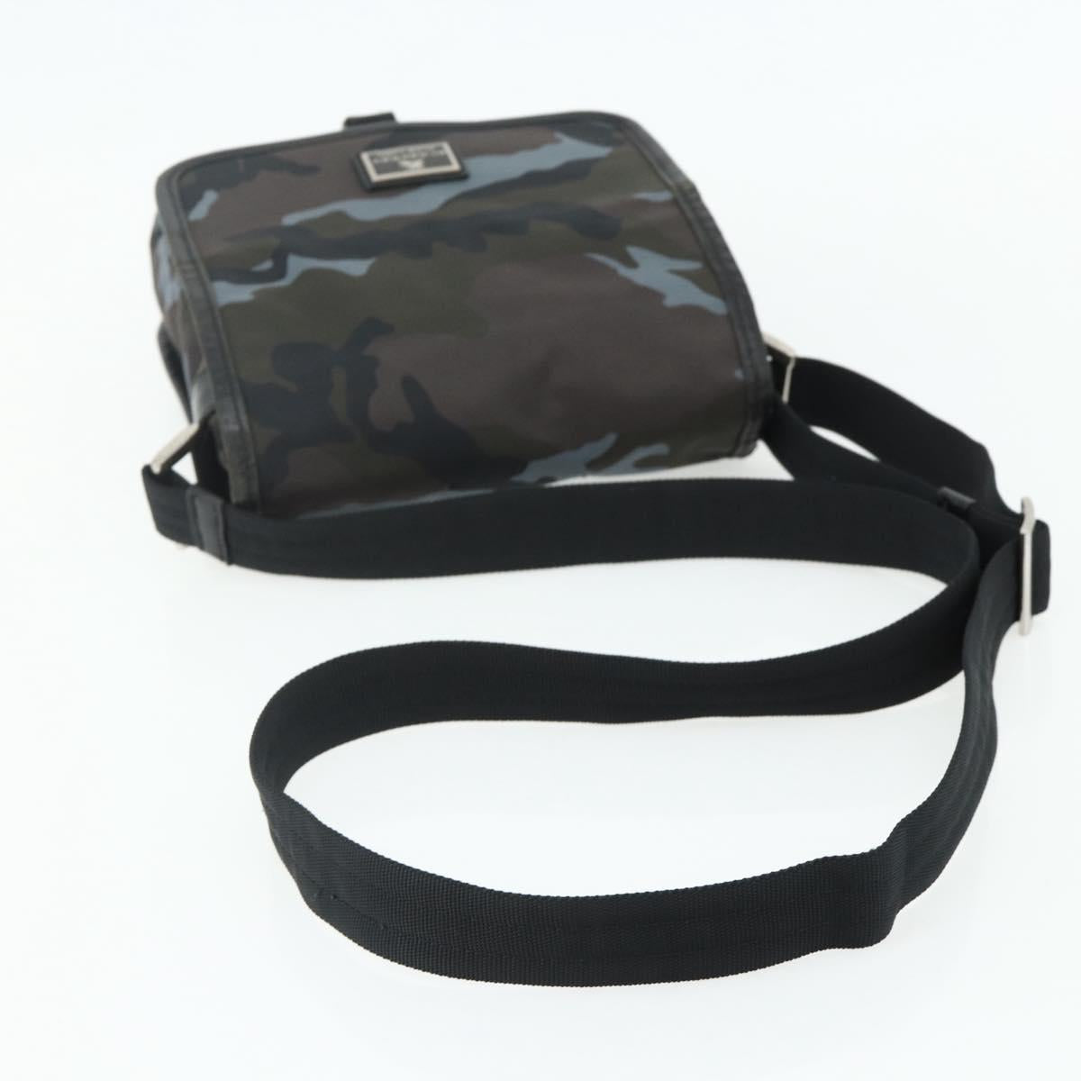 BURBERRY Black label Shoulder Bag Nylon Blue Silver Auth 179352A