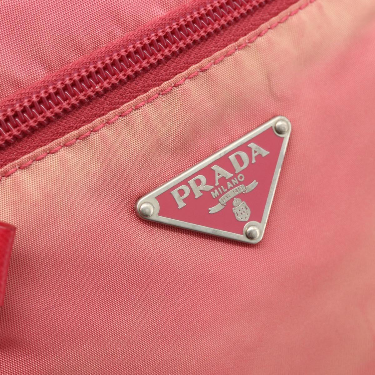 PRADA Shoulder Bag Nylon Pink Silver Auth 179353
