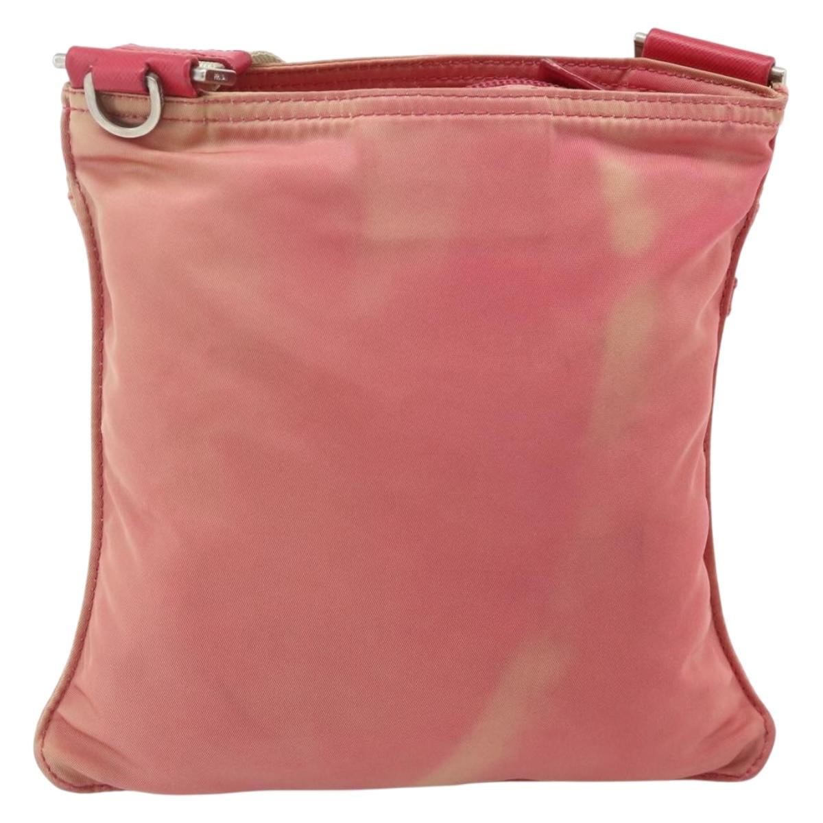 PRADA Shoulder Bag Nylon Pink Silver Auth 179353