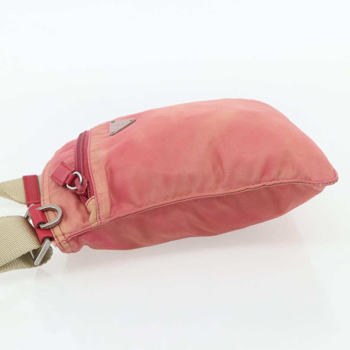 PRADA Shoulder Bag Nylon Pink Silver Auth 179353
