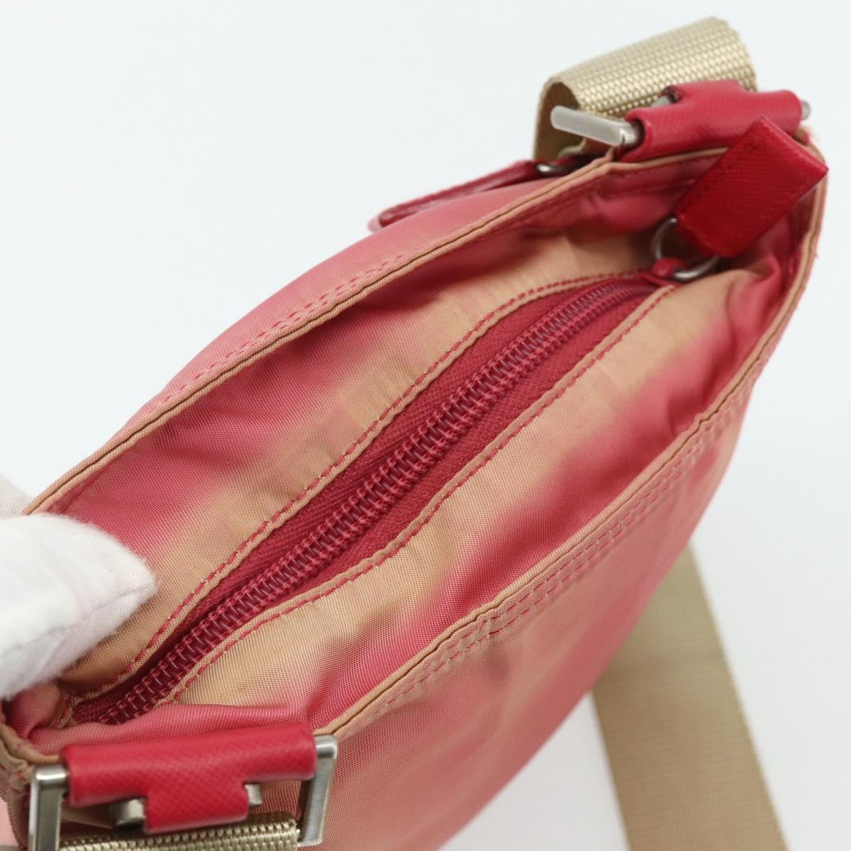 PRADA Shoulder Bag Nylon Pink Silver Auth 179353